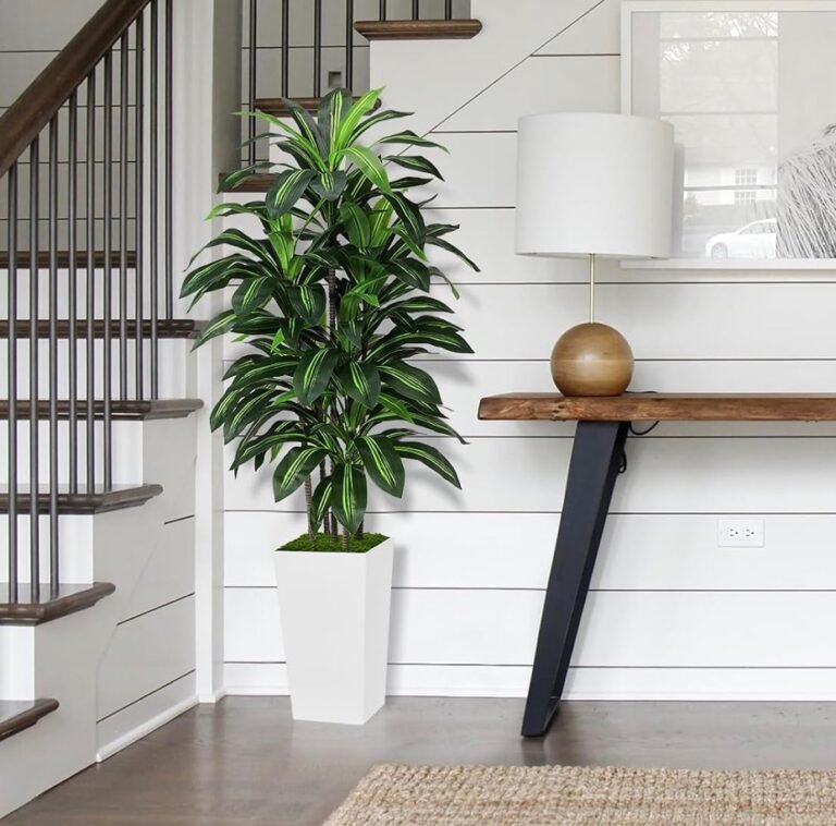 Artificial plant 5’ tall in contemporary tall white planter